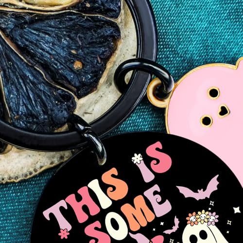 Halloween Keychain Boo Basket Stuffers for Women Men Perfect Halloween Gifts Boo Basket Ideas Baskets for Adults Cute Stuff Cool Ghost Keychain Funny Gifts for Him Her Halloween Basket Stuffers