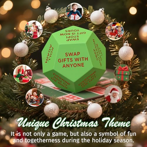 Santa Swap Gift Exchange Dice, 3 * 3in Exchange Gifts Family Game, Christmas Stocking Stuffers Gift Exchange Dice Games for Everyone, Gifts for Xmas, Birthday, Party and Family Night, Holiday