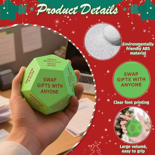 Santa Swap Gift Exchange Dice, 3 * 3in Exchange Gifts Family Game, Christmas Stocking Stuffers Gift Exchange Dice Games for Everyone, Gifts for Xmas, Birthday, Party and Family Night, Holiday