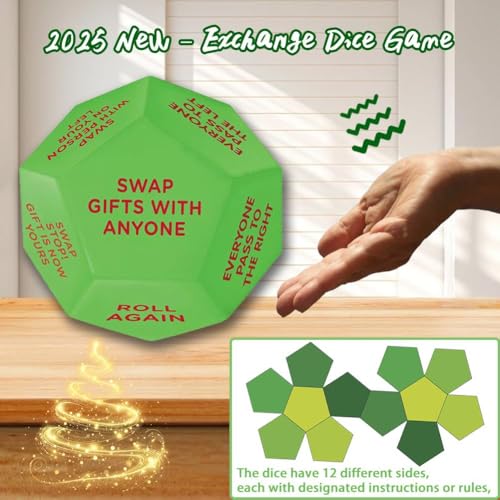 Santa Swap Gift Exchange Dice, 3 * 3in Exchange Gifts Family Game, Christmas Stocking Stuffers Gift Exchange Dice Games for Everyone, Gifts for Xmas, Birthday, Party and Family Night, Holiday