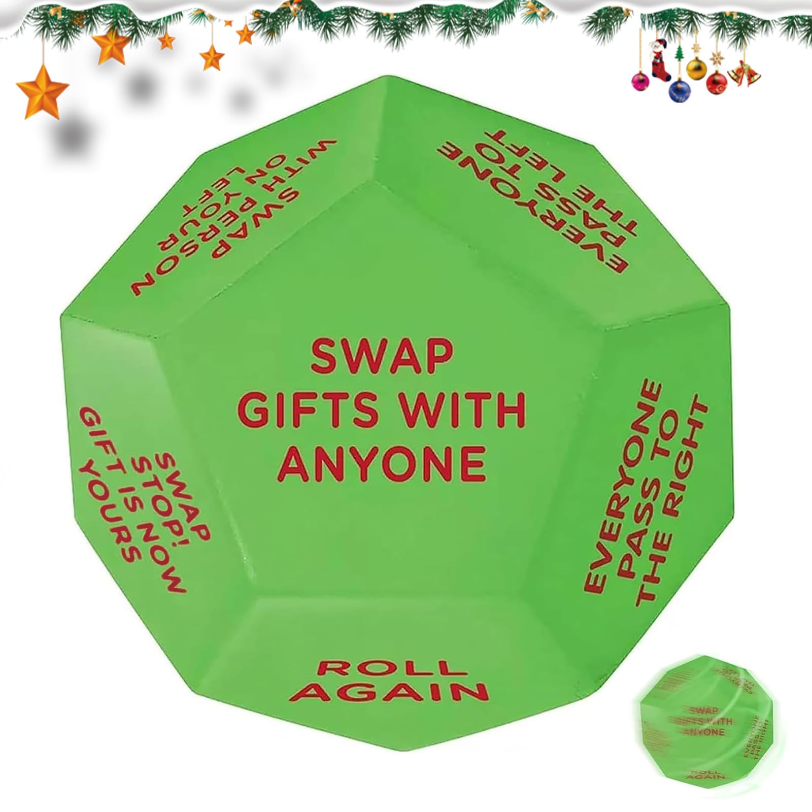 Santa Swap Gift Exchange Dice, 3 * 3in Exchange Gifts Family Game, Christmas Stocking Stuffers Gift Exchange Dice Games for Everyone, Gifts for Xmas, Birthday, Party and Family Night, Holiday