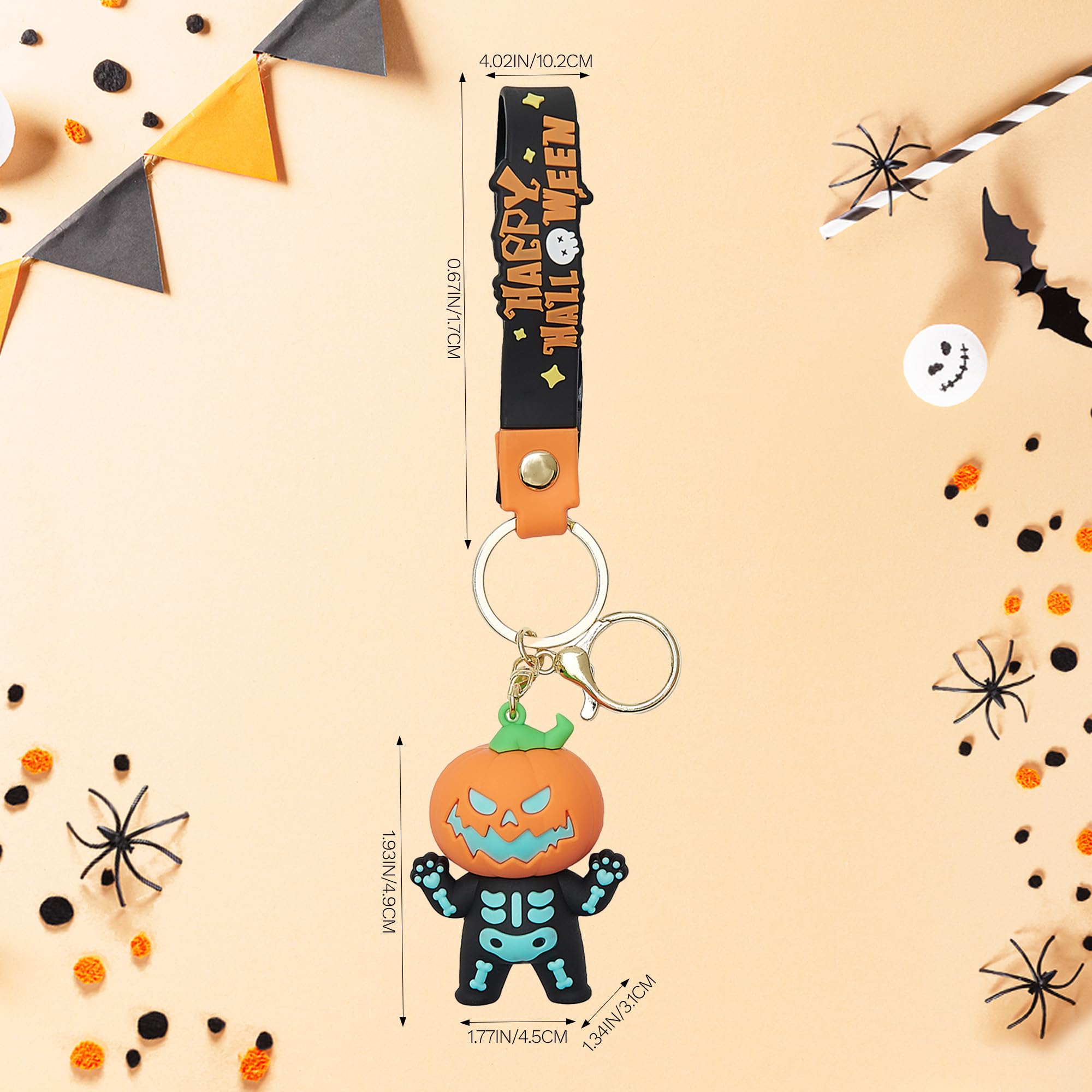 Funny Cute Keychain for Halloween Charms for Bag Purse Halloween Basket Stuffers Key Chain Gifts for Kids