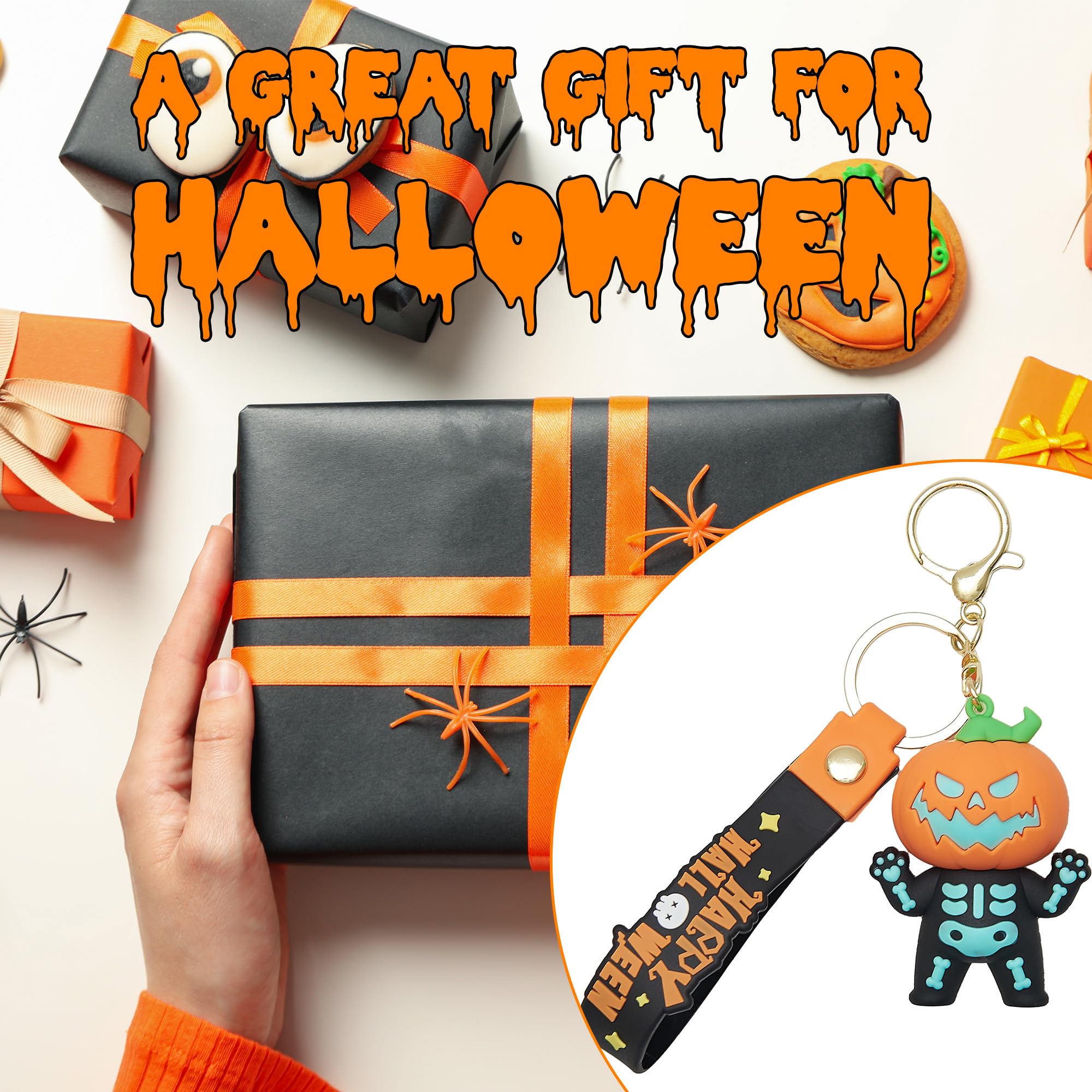 Funny Cute Keychain for Halloween Charms for Bag Purse Halloween Basket Stuffers Key Chain Gifts for Kids