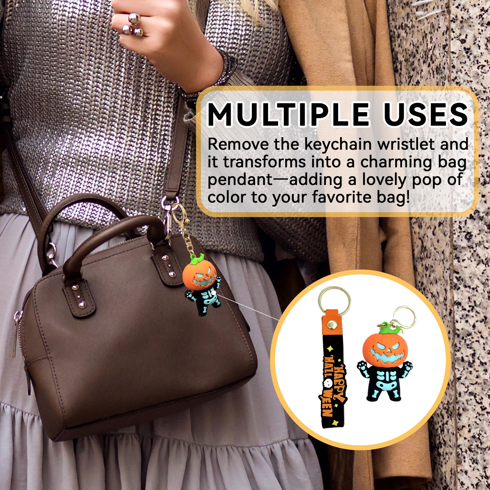 Funny Cute Keychain for Halloween Charms for Bag Purse Halloween Basket Stuffers Key Chain Gifts for Kids