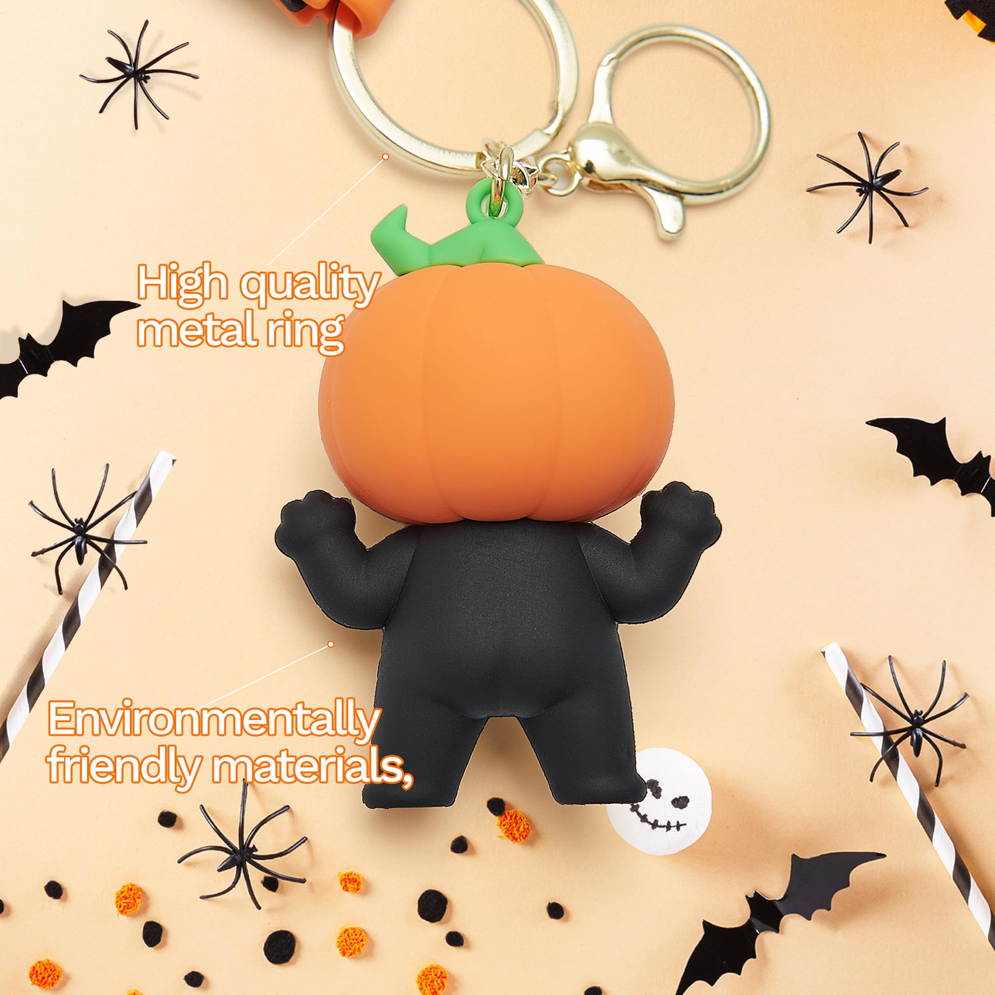 Funny Cute Keychain for Halloween Charms for Bag Purse Halloween Basket Stuffers Key Chain Gifts for Kids